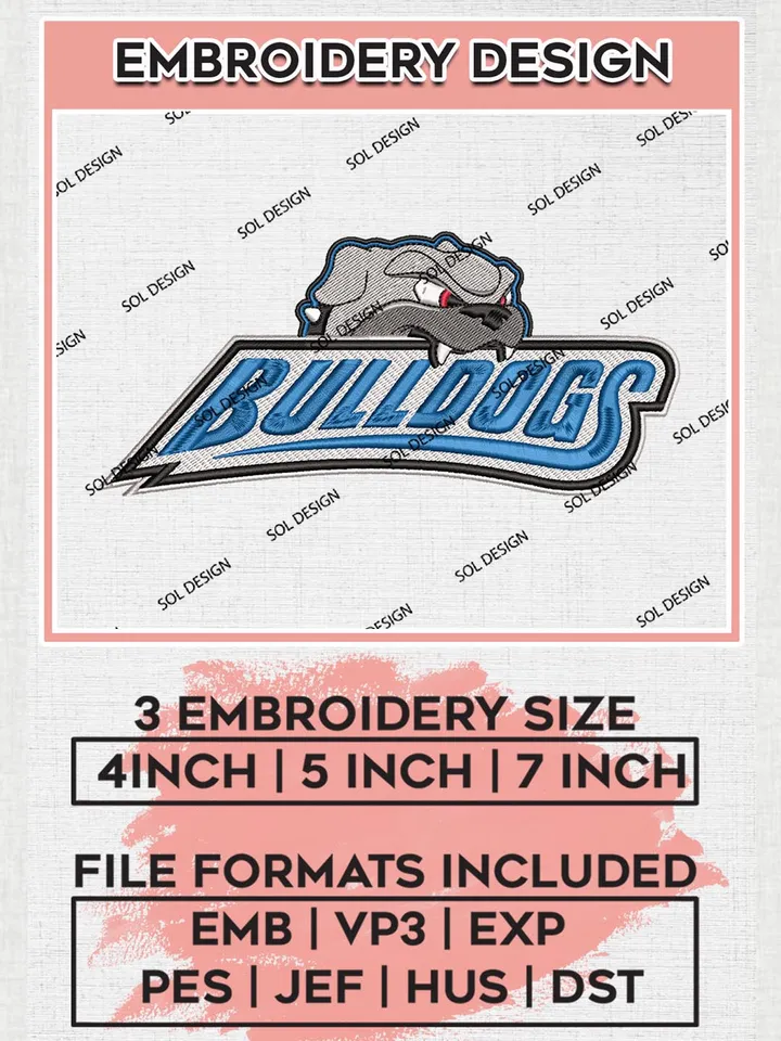 UNC Asheville Bulldogs Team Mascot Logo Machine Embroidery Design, NCAA UNC Asheville Bulldogs Team Design Design files, NCAA Team Embroidery Designs, NCAA Machine Embroidery Designs, Digital Download