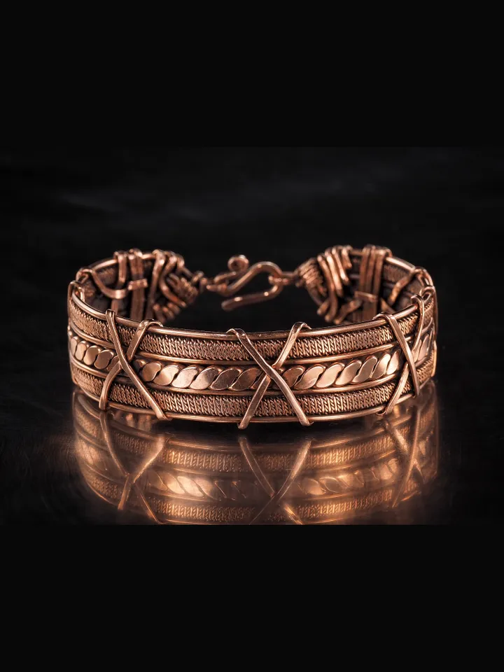 Woven copper wire bracelet Antique style handcrafted copper jewelry Unique gift
