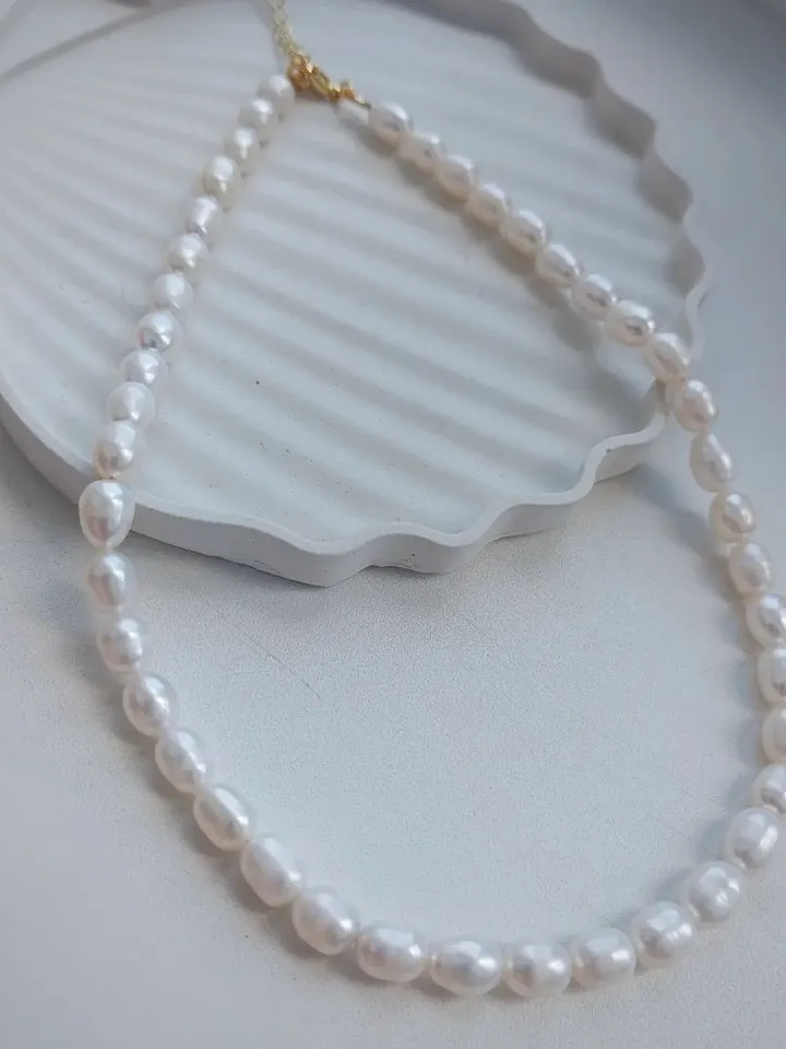 Natural cultured pearls choker, wedding necklace, pearl necklace