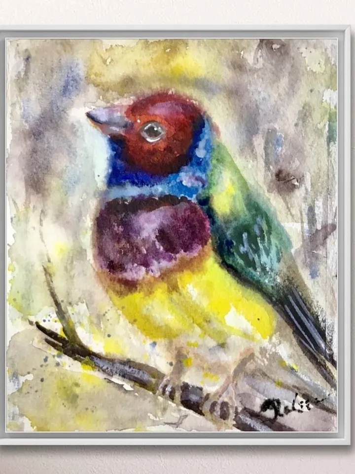 Bullfinch bird,colourful bird watercolor original painting,birds painting,small painting gift,kids room wall hanging,home decoration.