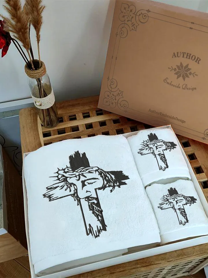 Jesus cross embroidery design Machine embroidery pattern 4 sizes, Religious embroidery files christian cross, Jesus on the cross design #R45
