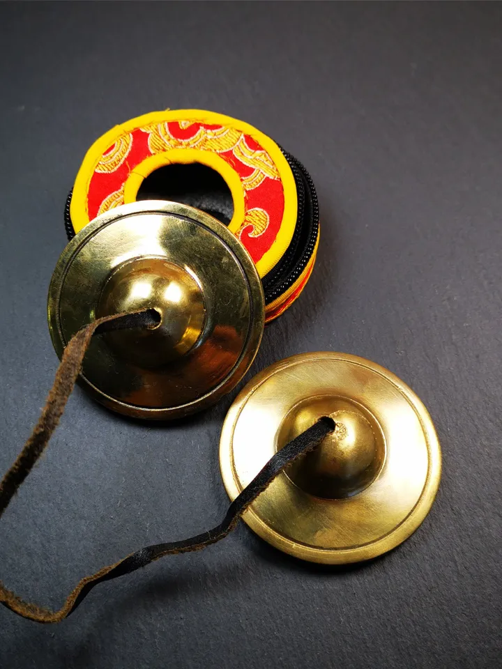 Gandhanra Customized Engrave Tibetan Cymbals, 6.5cm Tingsha Bell,Buddhism Ritual Implement,Handmade in Nepal,Shiny Color