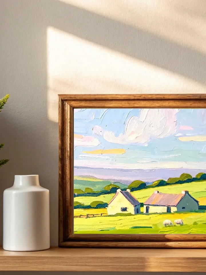 Ireland Painting Irish Cottage Original Art Sheeps Painting Landscape Impasto Oil Painting Farm Impressionist Art Gift by ArtProkopaloSv