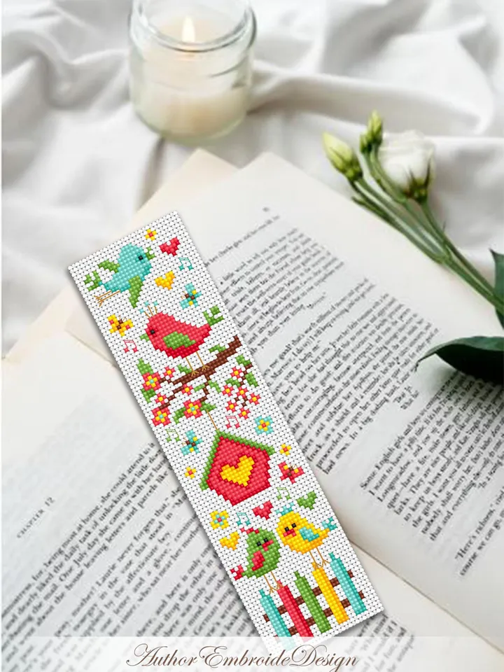 Bird bookmark set cross stitch pattern PDF download Funny birds cross stitch, Chicken bookmark pattern digital PDF, Bird lover gift #B420