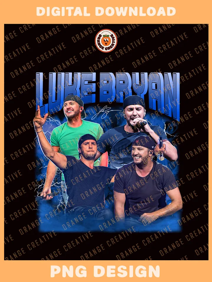 Retro Lu.ke Bryan Singer Bootleg T-shirt PNG, 90s Bootleg Template, Graphic Lizzo PNG Files, Custom Bootleg Country Music Tee, Digital Download