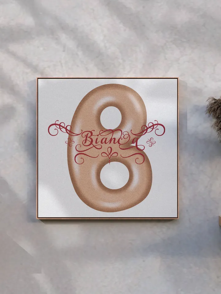 Biaca - name in Samantha style with bright letters, digital design