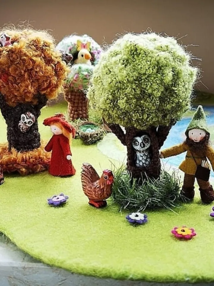 Toy tree (size 6.3 inches) with a hollow in the trunk and crown for games with miniature figurines of animals and fairy-tale characters