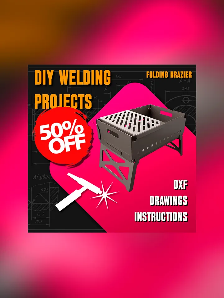 Sheet Metal Plans Drawings Folding Brazier (DXF, PDF)