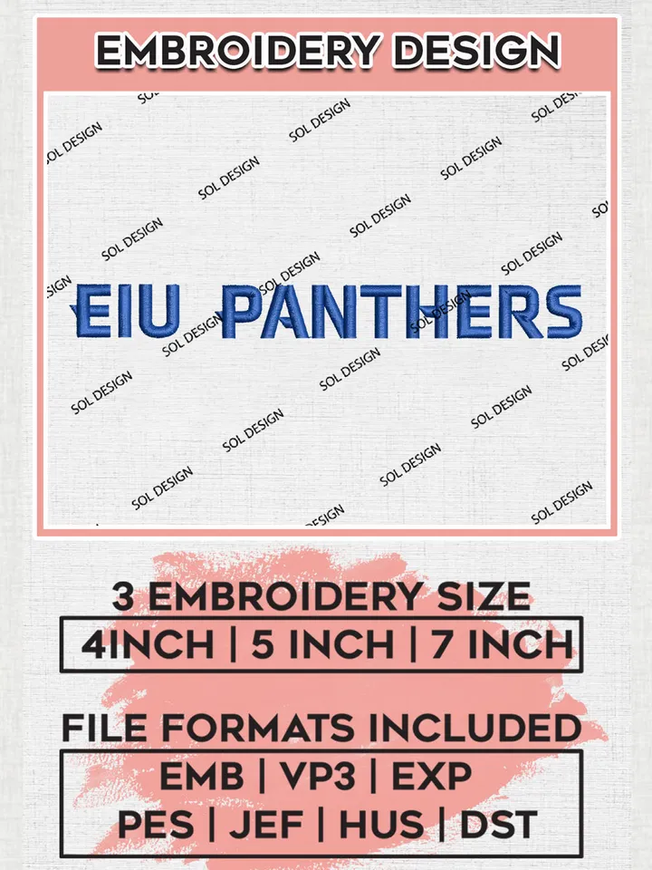 NCAA EIU Panthers College Team Word Logo Embroidery Design Files, NCAA Eastern Illinois Panthers Machine Embroidery, NCAA Teams, 3 sizes, NCAA Machine embroidery designs, Digital Download