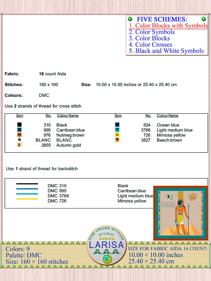Anhur Cross Stitch Pattern | God Of War | Egyptian God | Onuris