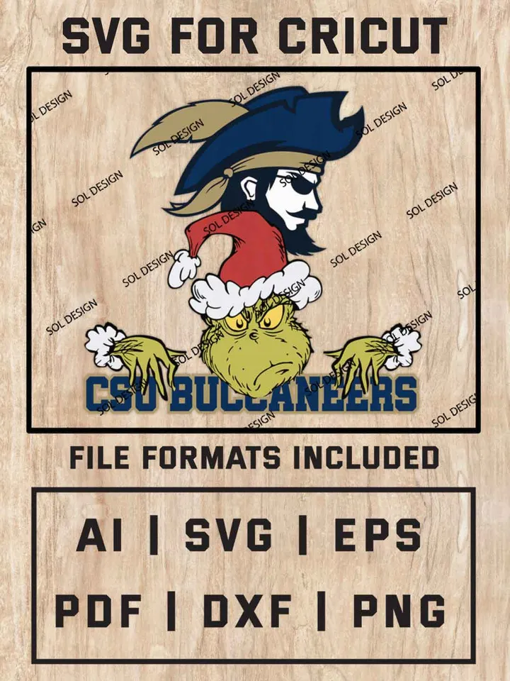 Grinch Charleston Southern Buccaneers SVG, NCAA SVG Design, NCAA CSU Buccaneers SVG, NCAA Buccaneers Cricut, Christmas Svg, Grinch svg, Digital Download