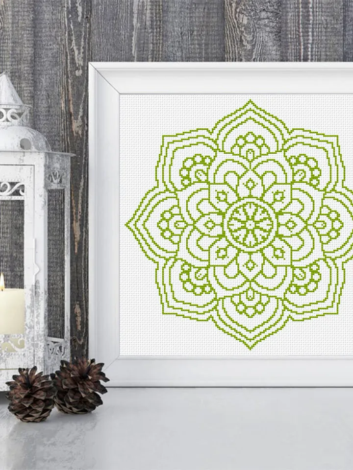 Mandala set cross stitch pattern download PDF, Monochrome mandala embroidery, Mandala digital PDF, Floral ornament cross stitch chart #S13