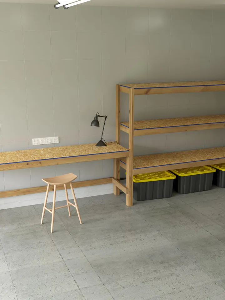 DIY Garage Shelves With Work Bench Plans, PDF