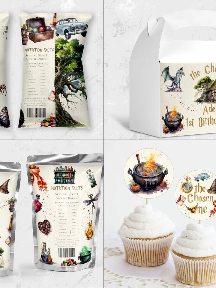 The Chosen One Big Bundle; Wizard Birthday Party Bundle Templates; Magic School Birthday Party Template; Wizard Party Template; Wiz1320