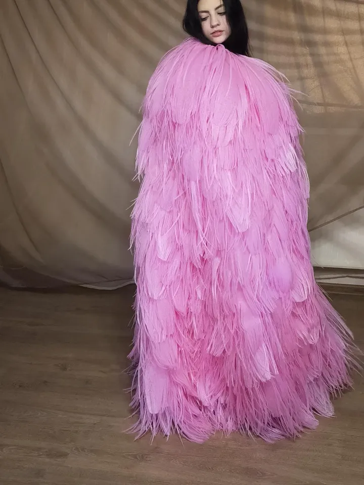 Feature cape, feathers fur coat, feathers, cape