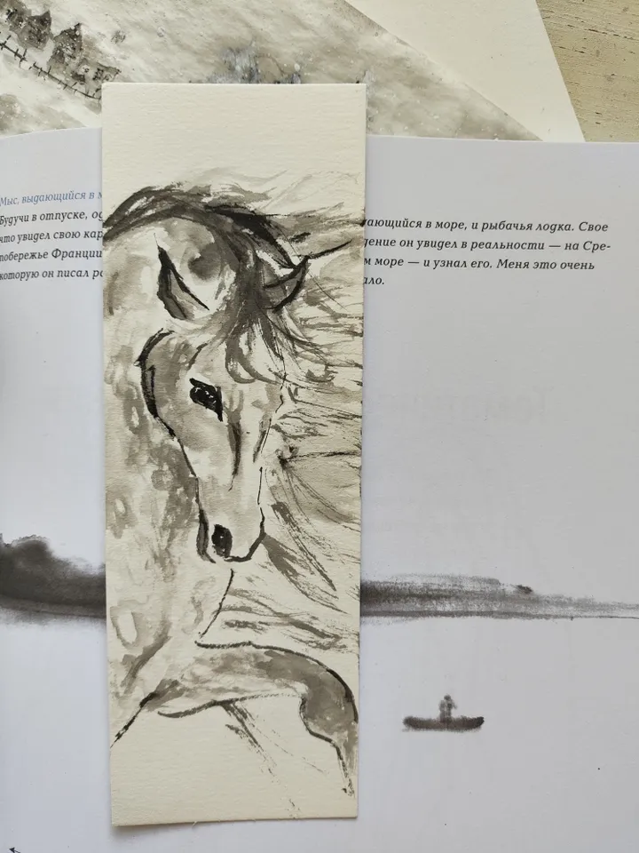 Handpainted bookmark.Original art.Horse