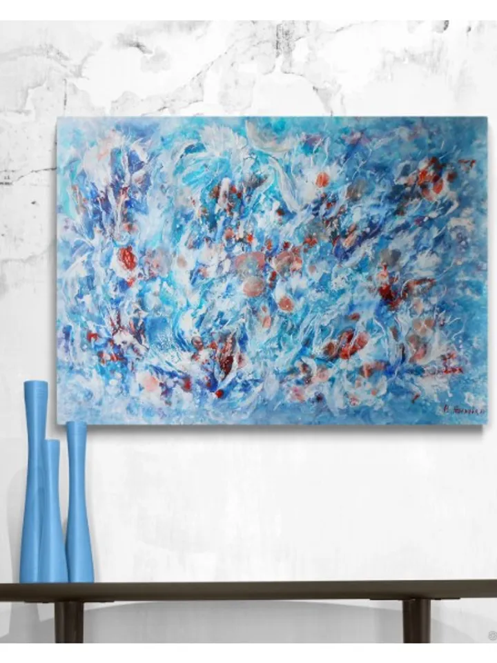 Abstract underwater painting acrylic | Underwater abstract art original