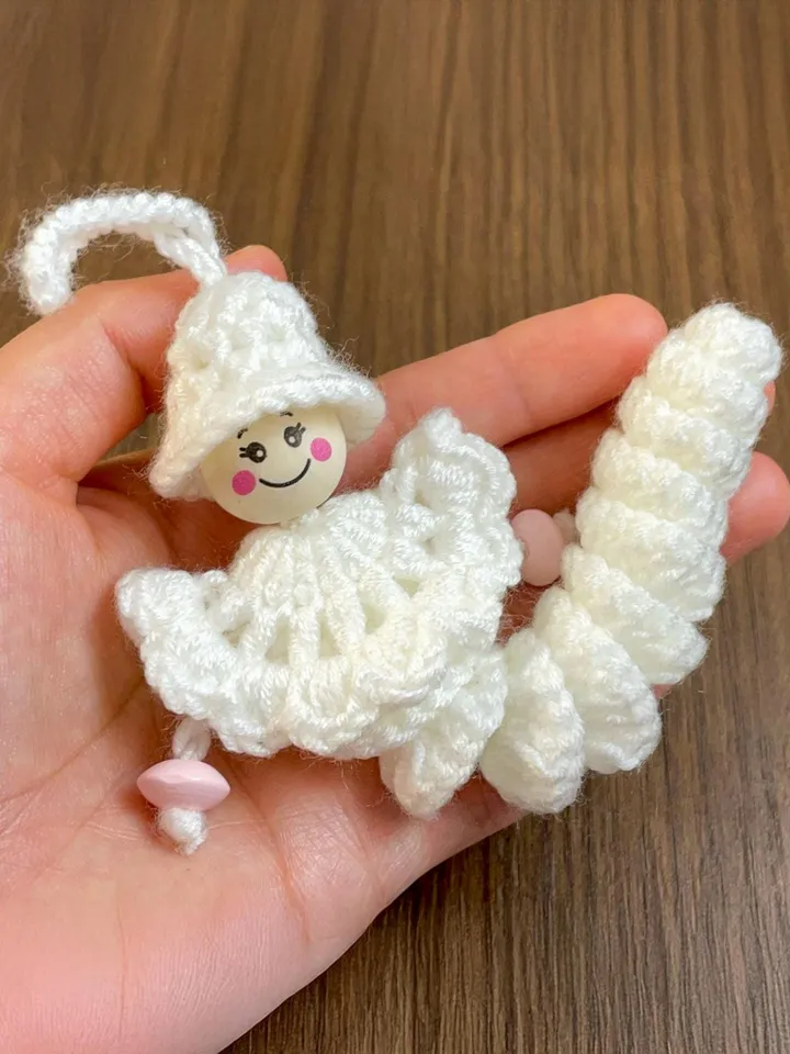 Crochet Caterpillar Angel Keychain PDF Pattern, Amigurumi Bug with Hat & Cape, Cute Guardian Angel Ornament DIY, Handmade Keychain Gift