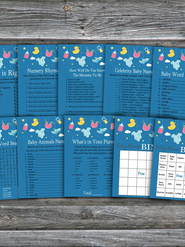 Baby toys baby shower games bundle,Baby toys theme Baby Shower games package,Fun Baby Shower Games,9 Printable Games-317