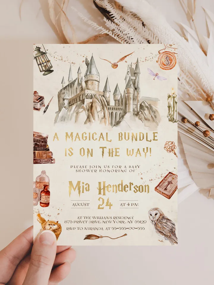 DIY Wizarding World Baby Shower iNVITATION; Magic School Baby Shower Template; School of Wizard Baby Shower invitation template; wh1