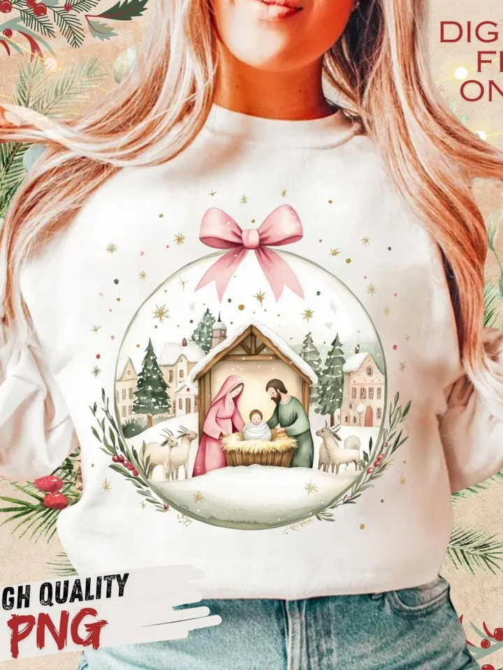 Colorful Glitter Christmas Nativity Png, Jesus Christmas Png, Baby Jesus Png, Oh Come Let Us Adore Him, Christian Christmas Png, Brushstroke
