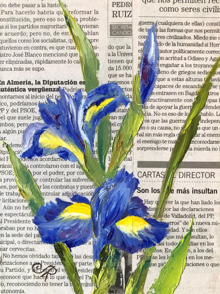 Flowers Original Painting Set of 4 Floral Oil Wall Art Dictionary Art