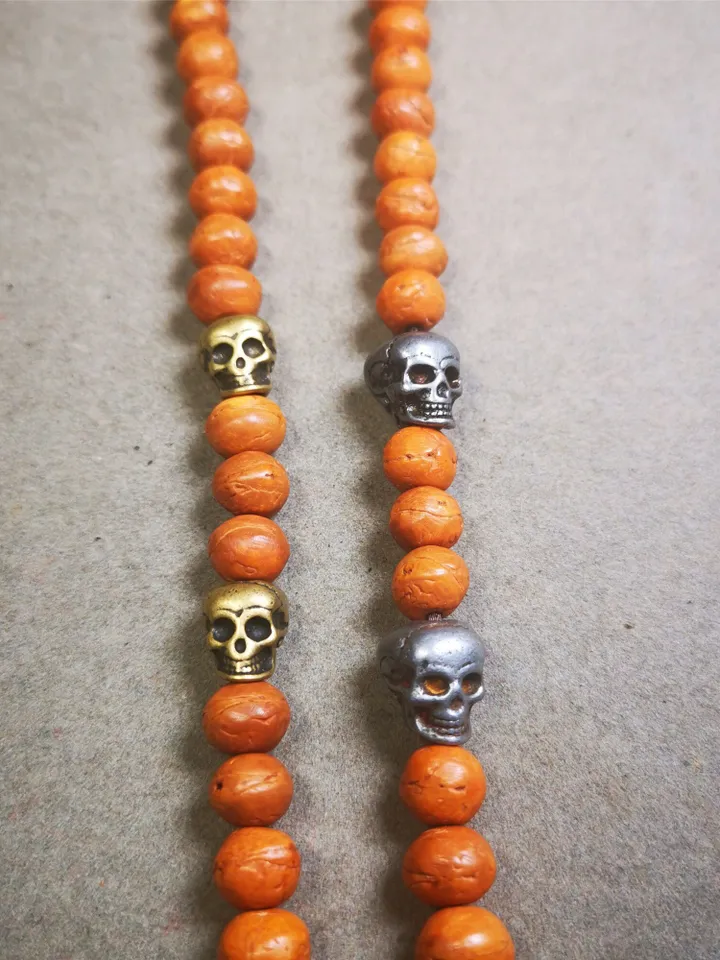 Gandhanra Handmade Tibetan Mala Spacer Beads,Cold Iron Citipati Skull Beads, Marker Beads for Prayer Bead Necklace Accessories,0.47" - 0.55"