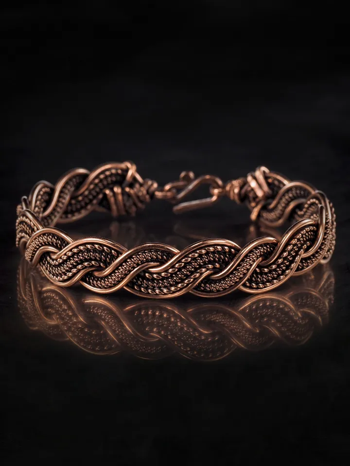 Woven copper wire bracelet Antique style handcrafted copper jewelry Unique gift