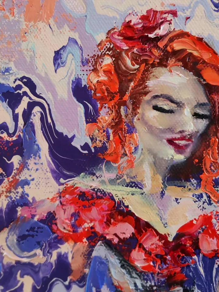 Girl Love Dance Abstraction Painting Original Art Canvas Artist Svinar Oksana