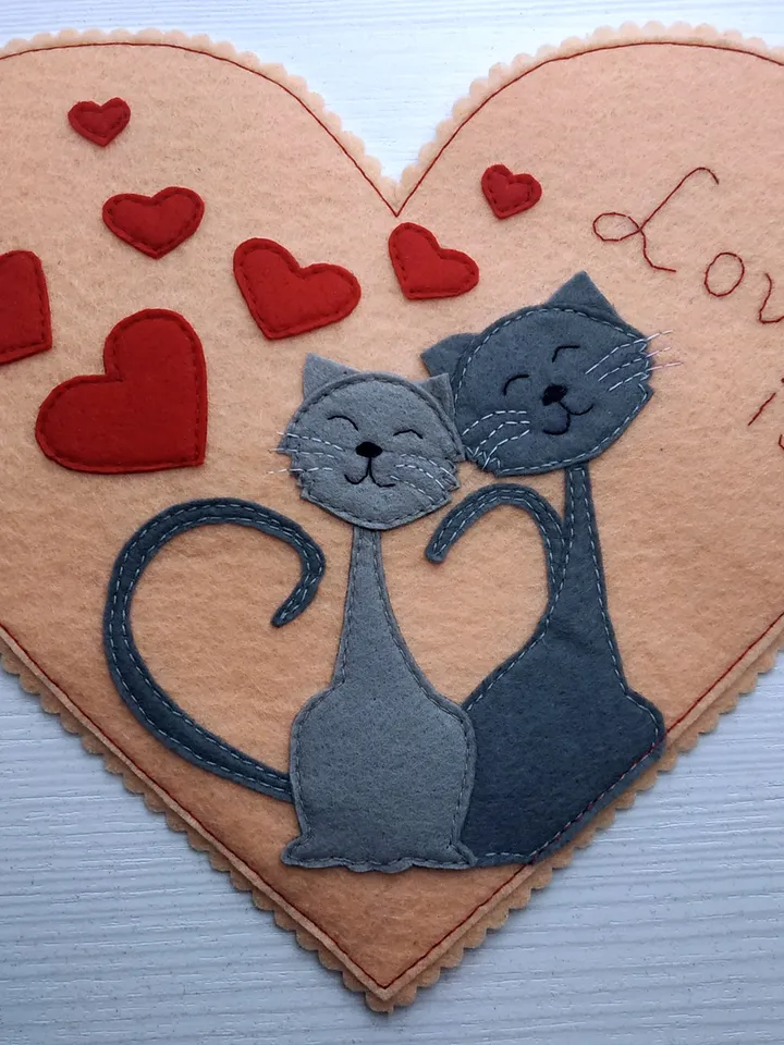 felt pattern, Valentines day card, Valentines day card pattern, felt cute postcard pattern, felt heart pattern, Valentines day gift, Valentines day décor, felt heart PDF sewing pattern, love romantic card, anniversary engagement card, Valentines ornament