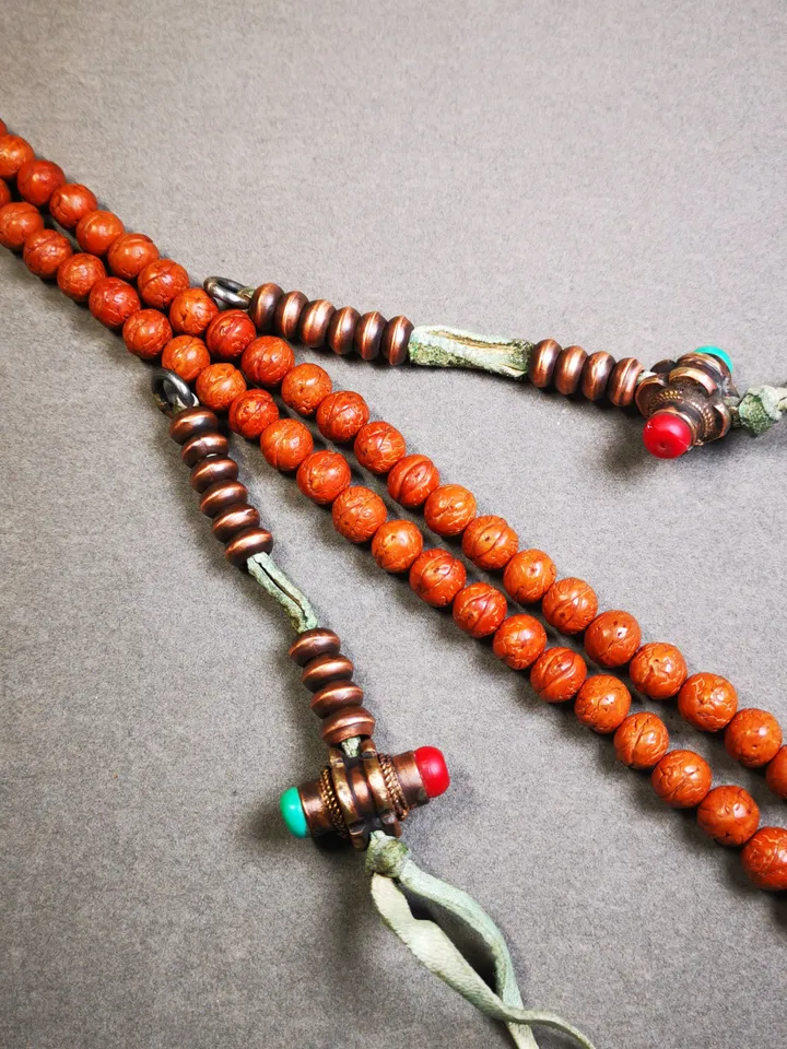Gandhanra 9mm Tibetan Buddhist Prayer Bead Counters for 10-20mm Mala,with Agate Pendant,Made of Red Copper