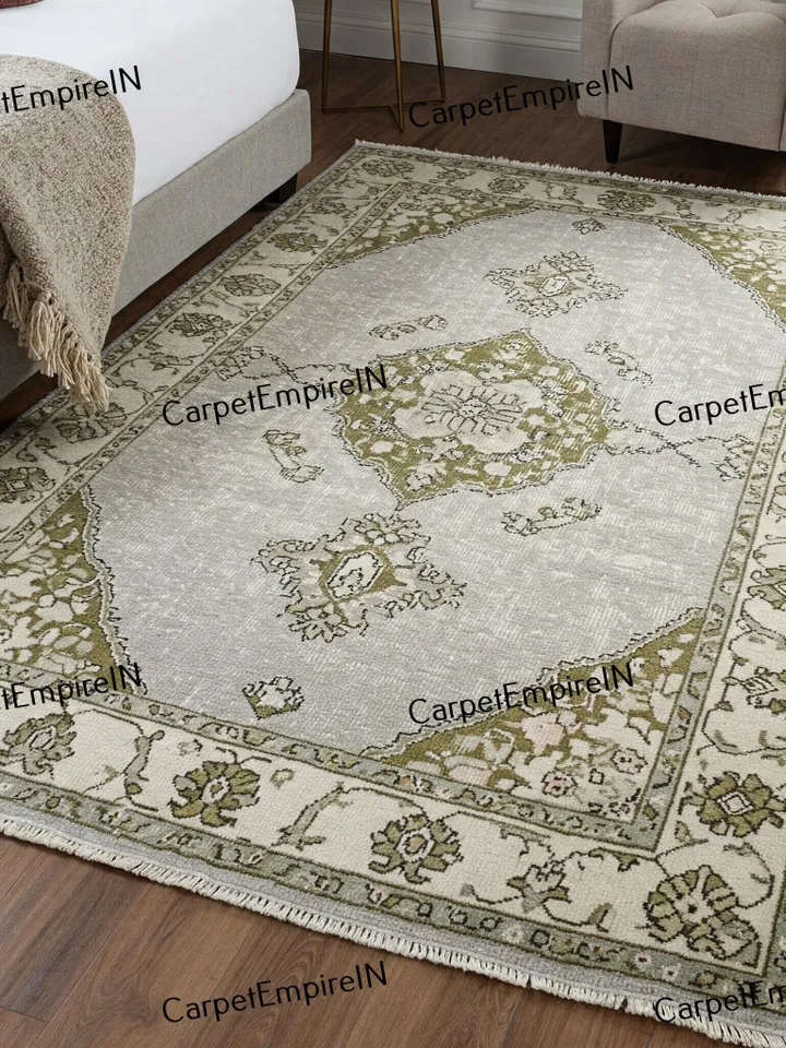Exquisite 9x12 Gray Modern Oushak Hand Knotted Rug 4x6,5x8,6x9,8x10,9x12,10x14 ft Handmade Rugs for Living Room-Antique Contemporary rug.