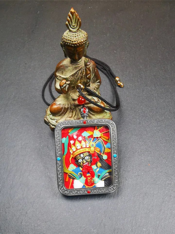 Gandhanra Handmade Tibetan Gau Ghau Shrine,Consecration Shri Devi Tsa Tsa,Drashi Lhamo,Zashi Lhamo,Mini Tibetan Buddhist Altar Amulet