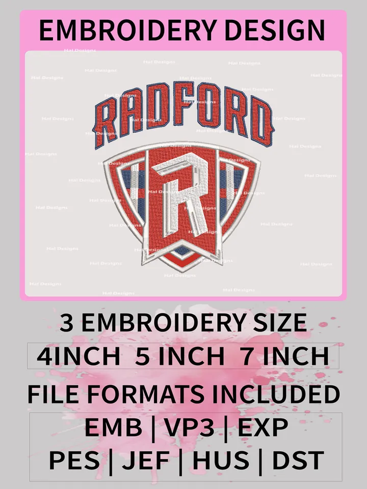 NCAA Radford Highlanders Embroidery File, 3 Sizes, 6 Formats, NCAA Machine Embroidery Design, NCAA Logo, NCAA Teams