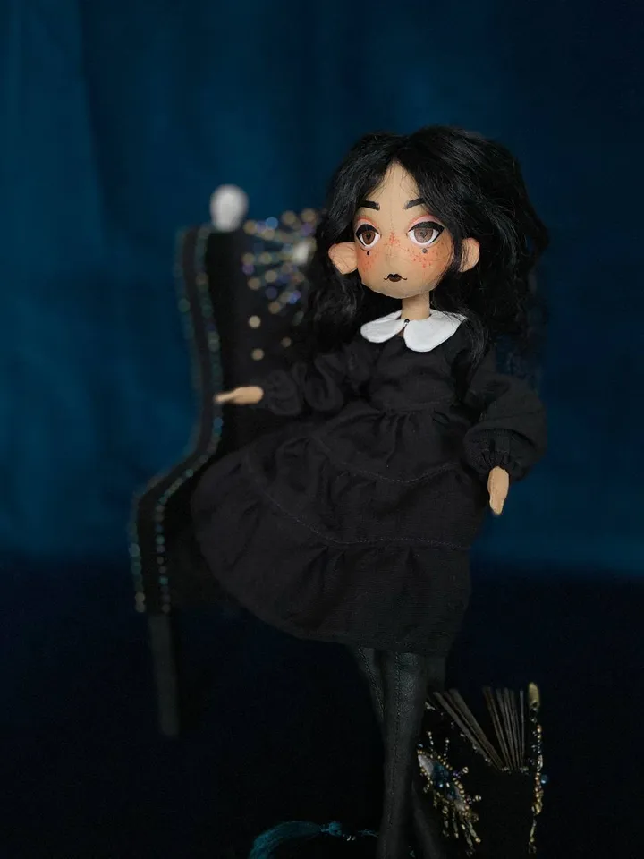 Gothic doll with tattoos. Wednesday Addams doll