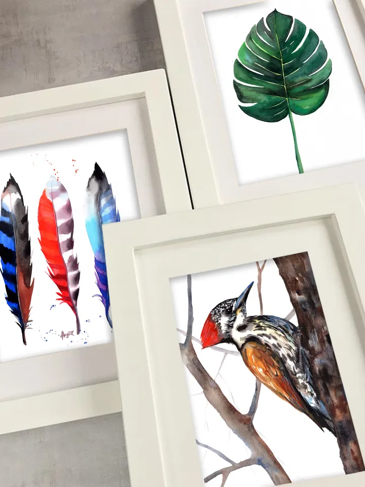 Woodpecker Bird Watercolour, bird painting, wall decor, birds lover gift, 8x11 in handmade art by Anne Gorywine