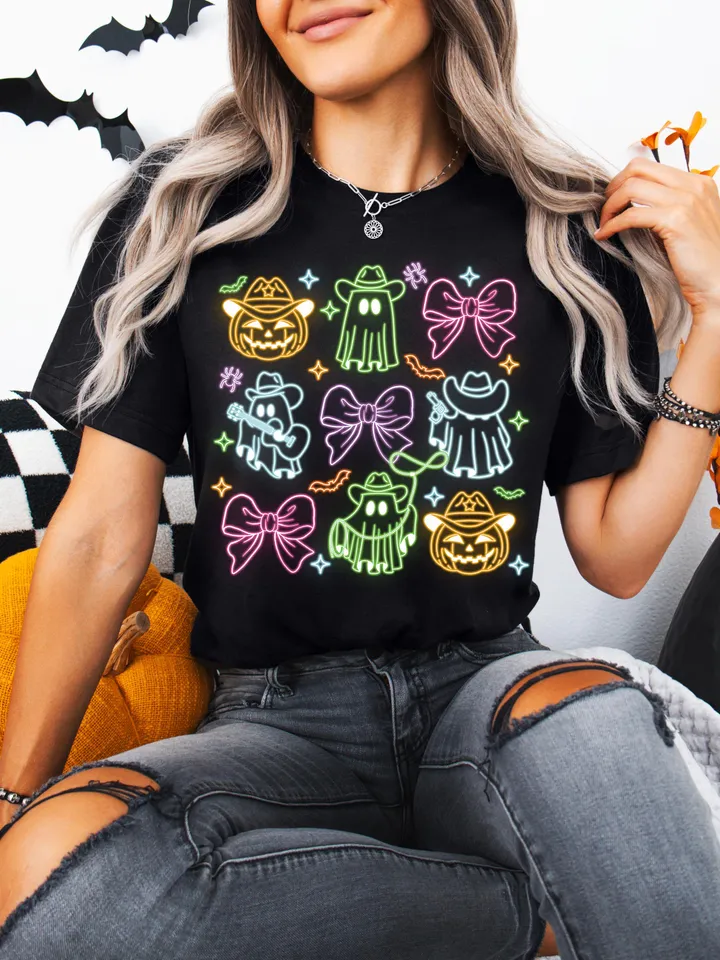 Howdy Coquette Halloween Neon Png, Halloween Ghost Neon png, Country Png, Spooky Season Png, Cowboy Ghost Png, Girly Coquette, Halloween