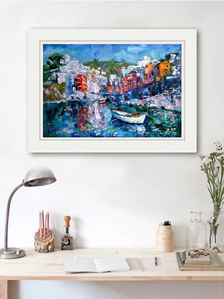 Italy Painting Landscape Original Artwork Riomaggiore Impressionism