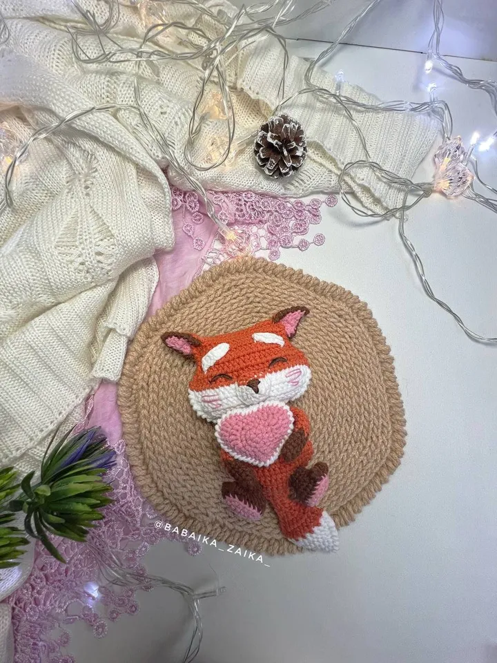 PDF Crochet Pattern Cute Fox and Heart, Amigurumi baby fox pattern, Crochet Heart, Cute fox Animal pattern Amigurumi animal Crochet baby fox