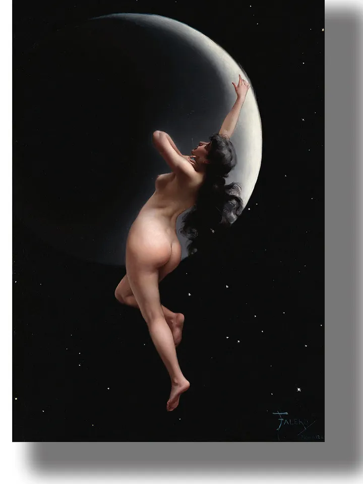The night. The moon nymph. Luis Ricardo Falero artwork.