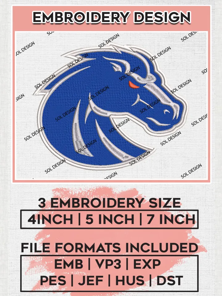 Boise State Broncos Team Head Mascot Logo embroidery designs, NCAA Boise State Broncos Logo Machine embroidery files, NCAA Team Logo embroidery designs, NCAA Game Day Machine embroidery designs, Digital Download