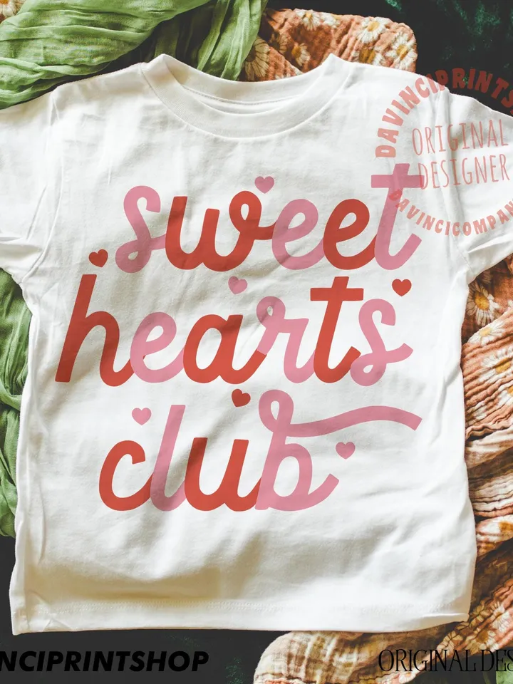 Retro Sweet hearts club png, Valentine shirt png, Kids Valentine png, Girls Valentines Day png, Retro Valentines png, Toddler Valentines png