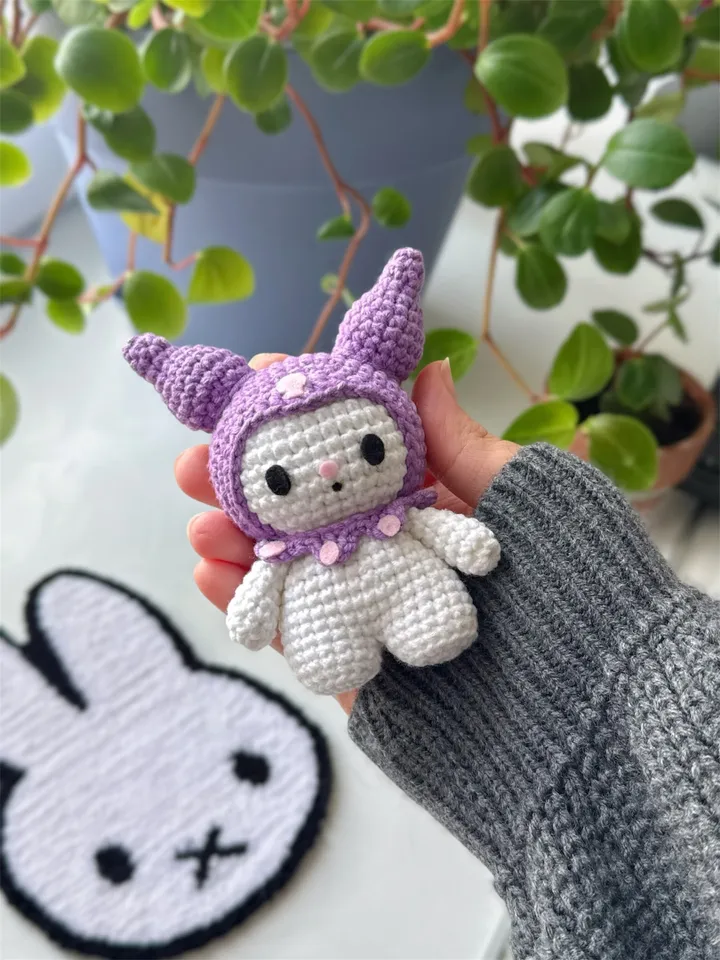 Kuromi crochet pattern, PDF US terms, sanrio collection crochet pattern