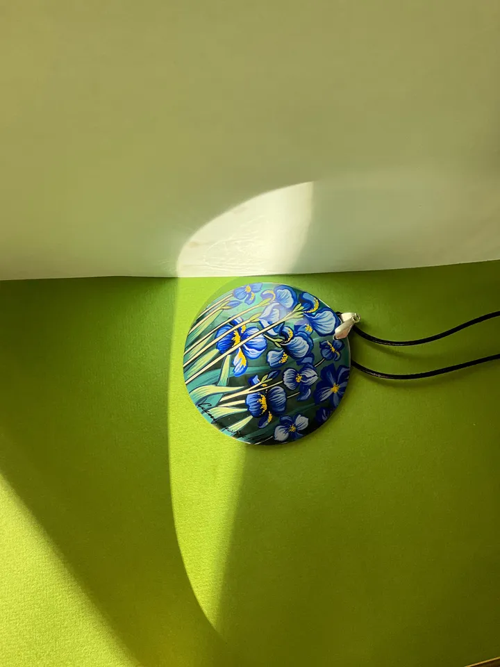 Irises by Van Gogh Pendant: Celebrate Art and Beauty with Our Exquisite Handcrafted Necklace and Sophisticated Accessory for Any Occasion