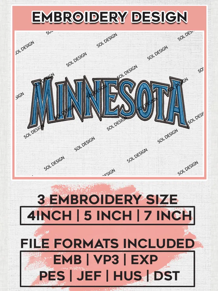 Minnesota Timberwolves Wordmark Embroidery Designs, NBA Embroidery Designs, Minnesota Timberwolves Embroidery Designs, Digital Download