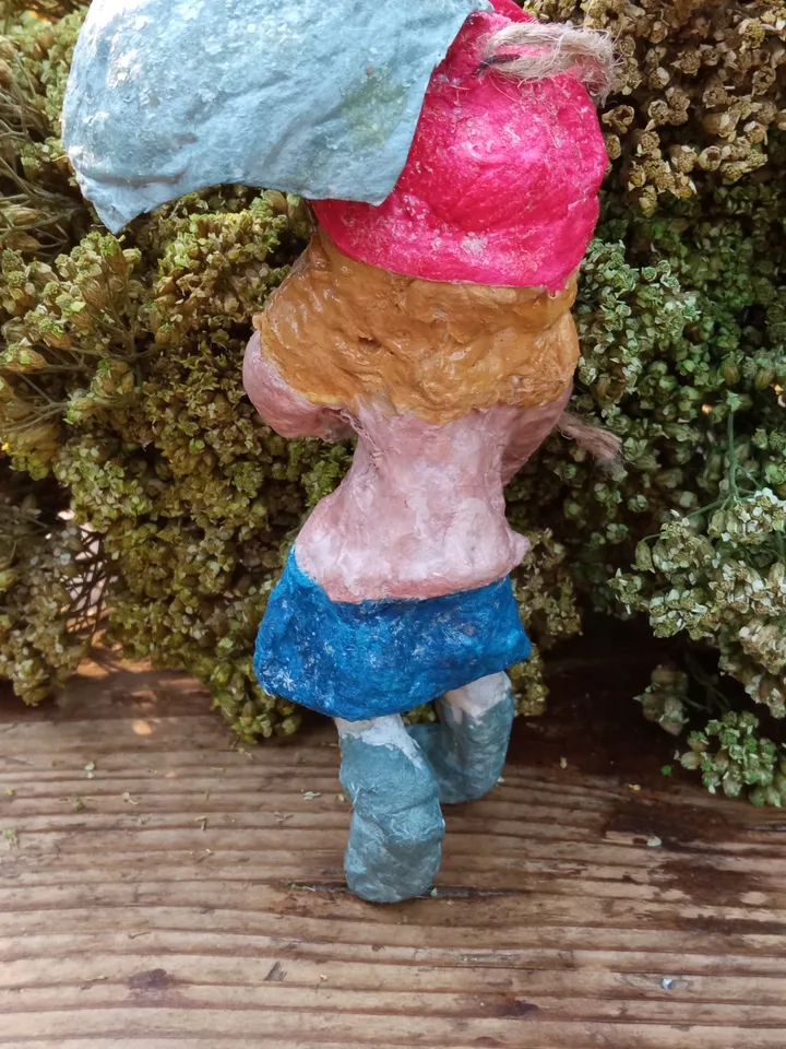 Author's handmade doll Girl with an umbrella. Cotton pendant doll. New Year's tree toy. Christmas decor. Art doll. Christmas presents. Holiday gifts.  Little doll. Christmas tree toy. Made in one copy. Free shipping