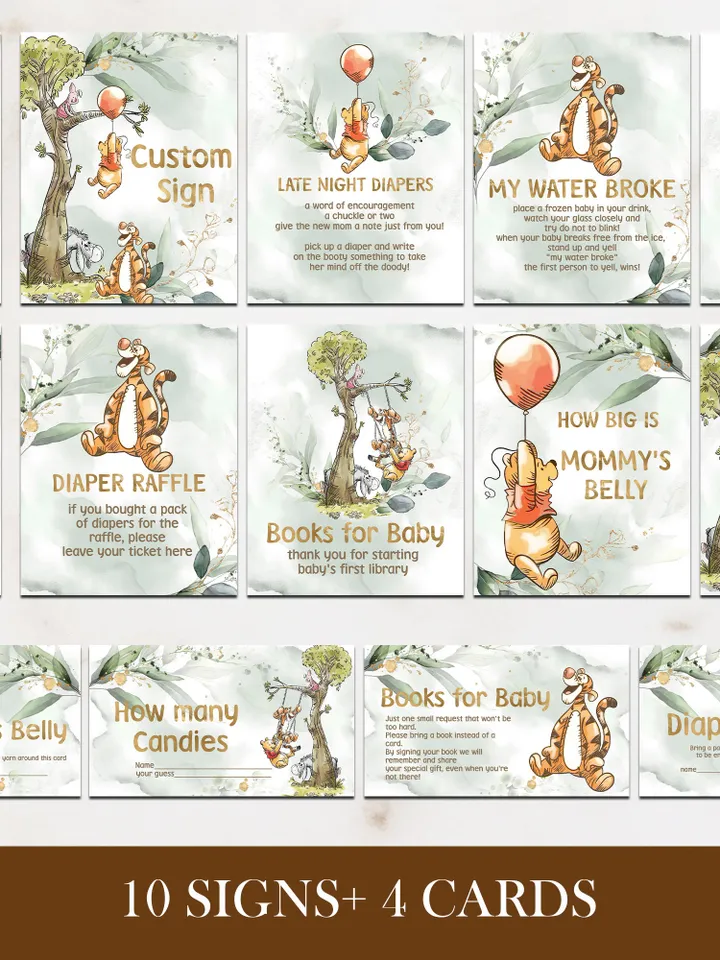Winnie the Pooh Baby Shower Games; Winnie the Pooh Inspired; Printable Pooh Baby Shower Party Games; Honey Bear Shower Games; pg123
