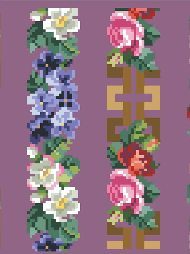 Antique Cross Stitch Pattern Floral Border Digital Download PDF