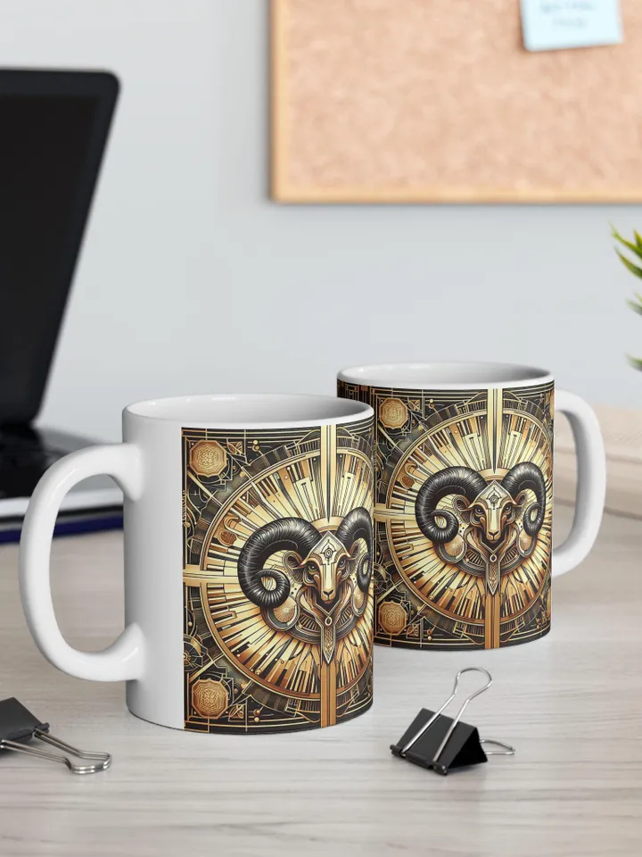 Aries Ceramic Mug, Zodiac Sign Coffee Cup, Astrology Gift, 11oz 15oz Tea Mug, Horoscope Drinkware, Birthday Present