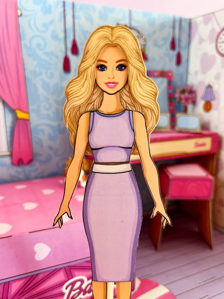 Bedroom for paper Barbie in the box